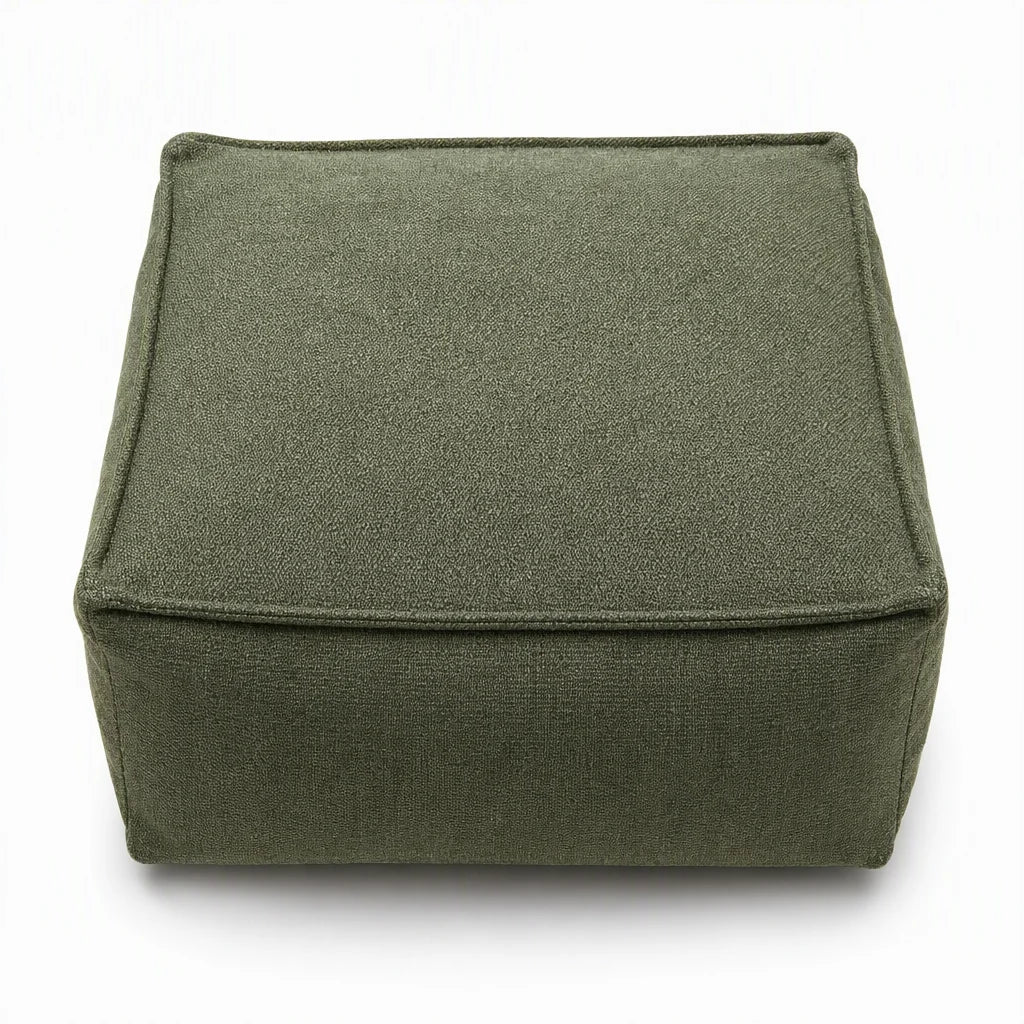 Unstuffed Square Pouf Cover | Storage Ottoman Slipcover for Living Room, Bedroom & Clothes Storage, Washable 45x45x23cm