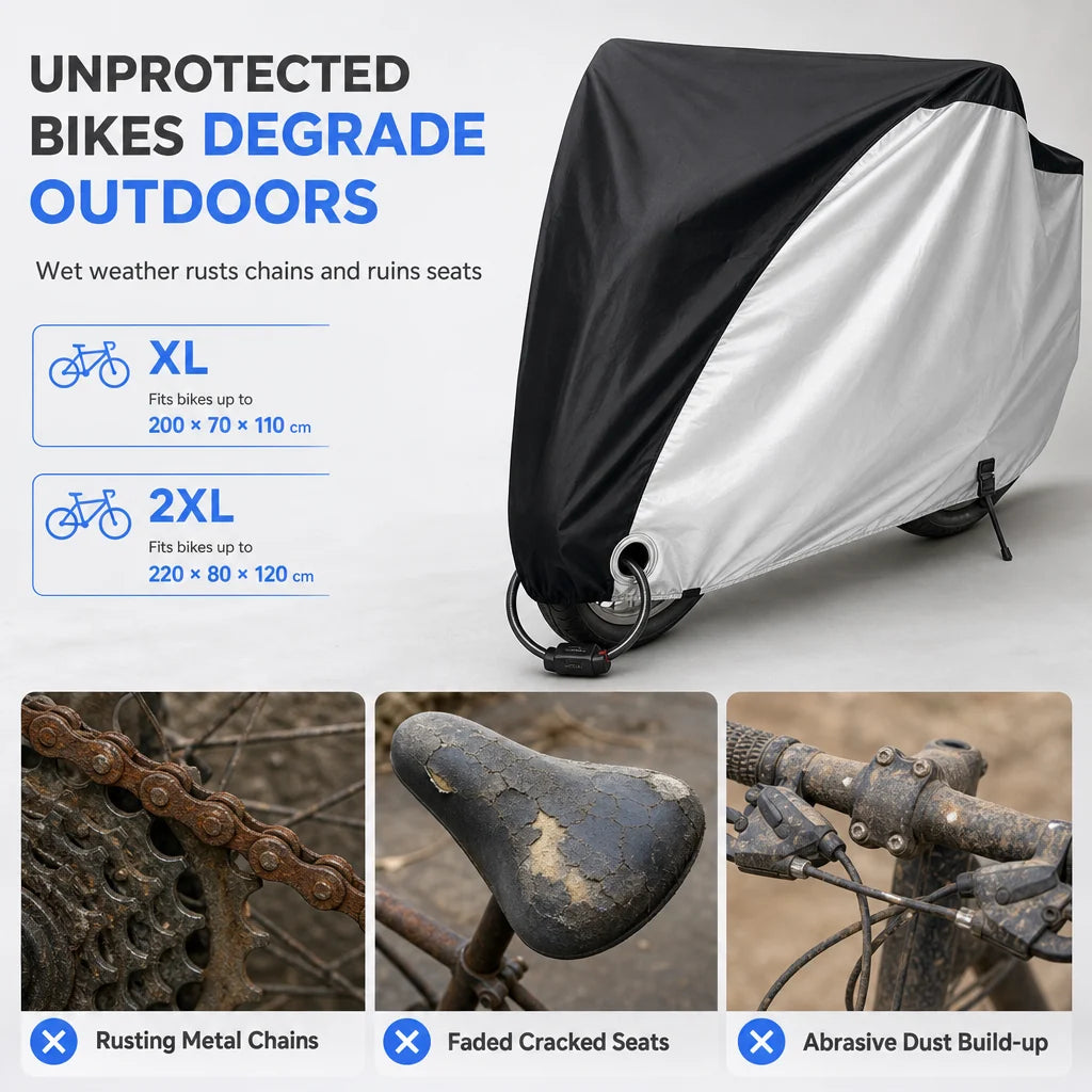 Waterproof And Dustproof 190t Bicycle Cover For Outdoor Bike Protection🚴