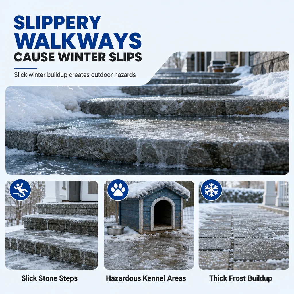 Outdoor De-Icing & Snow Melting Spray – pet-safe, dissolves frost on contact. Clear steps, walkways & patios fast! 🛡️✅