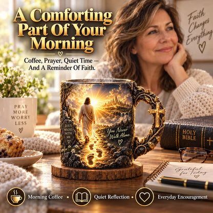 🔥Last Day 49% OFF🔥✝️ Jesus Walks With Me – Heat-Reveal Faith Mug | You Are Never Alone
