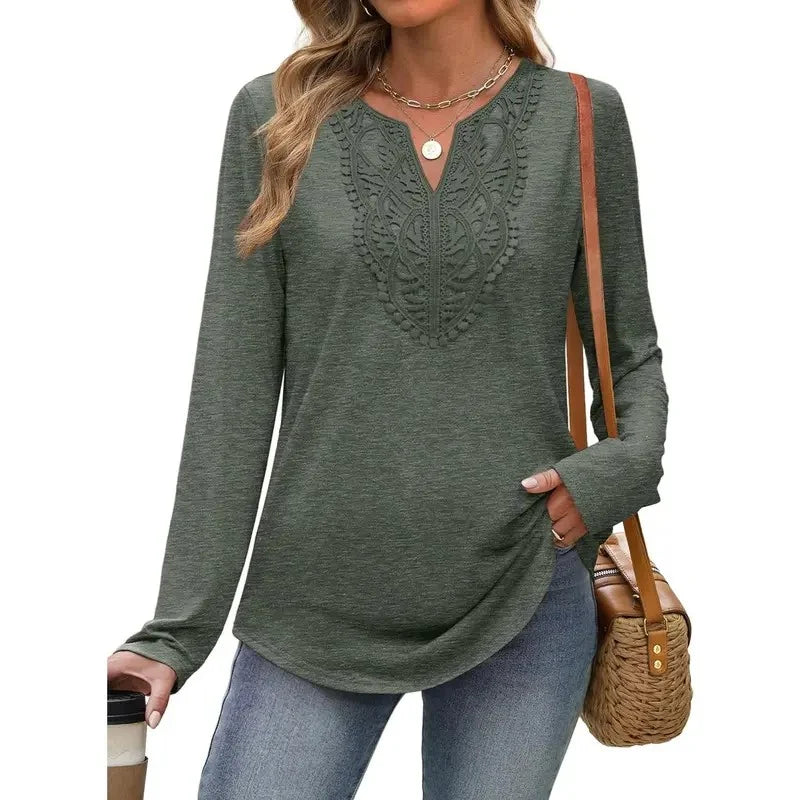 🎉48% Off! ✨-Women's Bohemian Style Elegant V-Neck Longsleeves Blouse Shirt