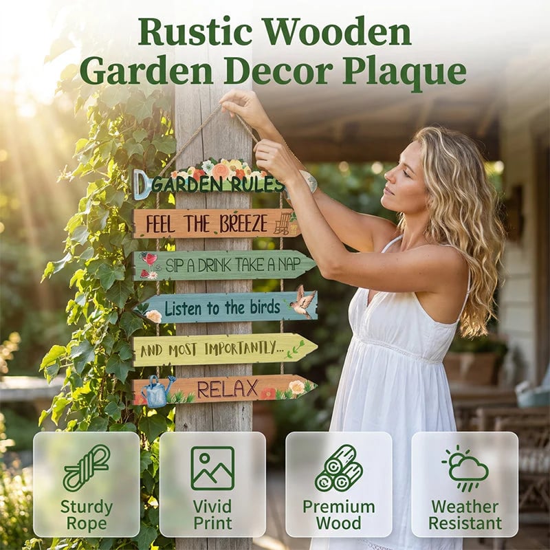 🪄Rustic Wooden Garden Hanging Sign Wall Decor Plaque