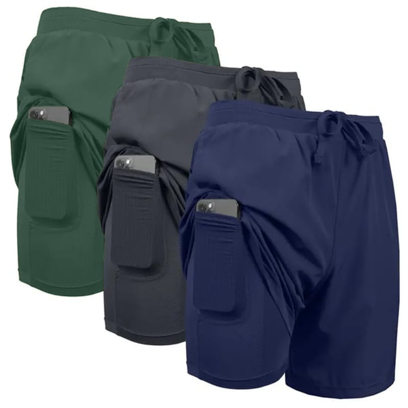 Men's 2 in 1 Quick Dry Gym Running Shorts With Liner