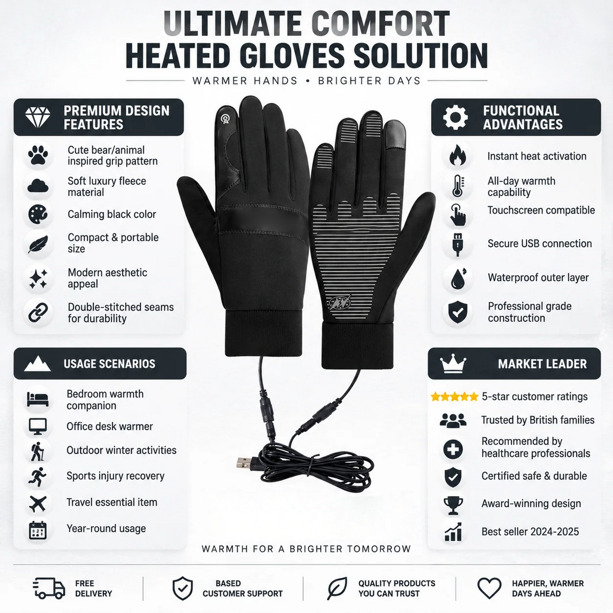 Winter Outdoor Warm Electric Heated Gloves