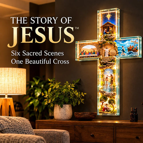 ✝️🙏✝️ The Story of Jesus LED Cross Lamp ✨ 6 Biblical Scenes & Meaningful Christian Gift