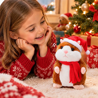 🐹 Last Day Special Price £9.99！✨Talking Hamster Plush – repeats whatever you say, auto head-shaking, hilarious fun for kids & adults.🎁