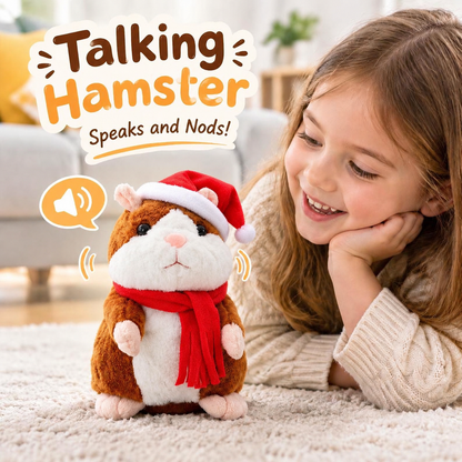 🐹 Last Day Special Price £9.99！✨Talking Hamster Plush – repeats whatever you say, auto head-shaking, hilarious fun for kids & adults.🎁