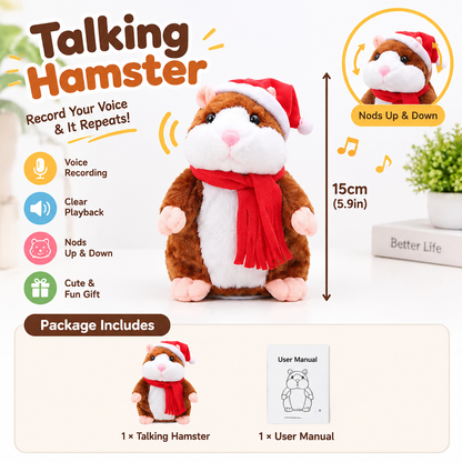🐹 Last Day Special Price £9.99！✨Talking Hamster Plush – repeats whatever you say, auto head-shaking, hilarious fun for kids & adults.🎁