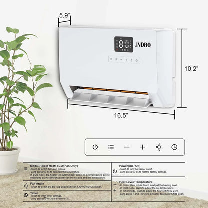 Black Friday Early Bird Deals-Wall-Mounted Space Heater with Thermostat and Remote Control