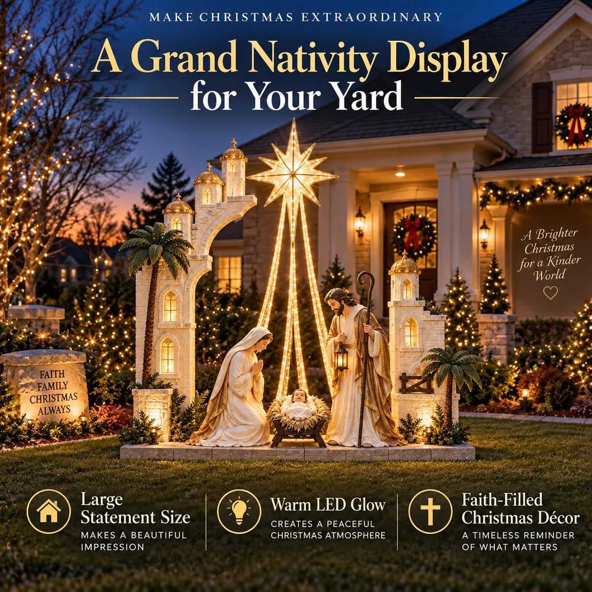 ✨ Christmas Star Nativity Light™ – Illuminated Holy Family Outdoor Yard Display