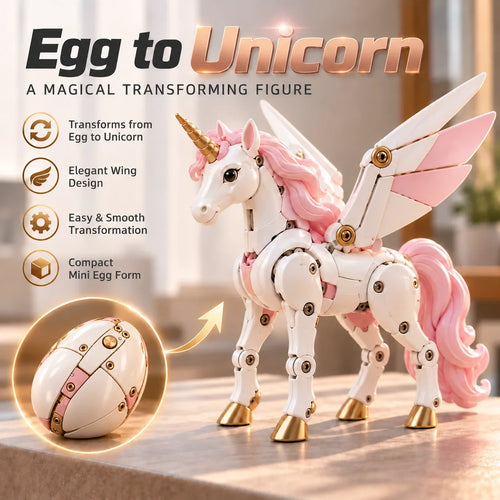 ✨🦄 2-in-1 Transforming Mechanical Unicorn Egg – Winged Fantasy Figure