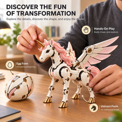 🦄 2-in-1 Transforming Mechanical Unicorn Egg – Winged Fantasy Figure