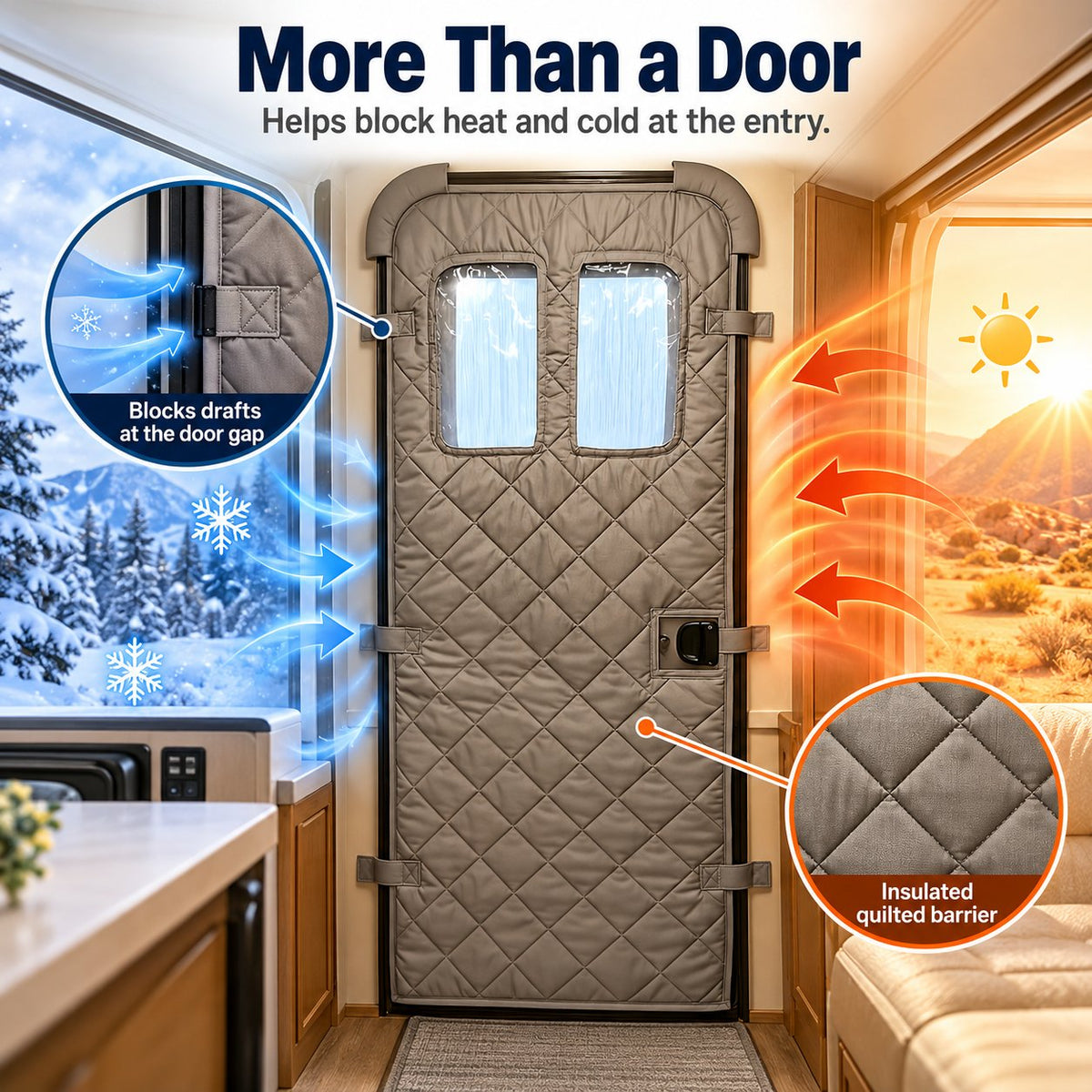 Camper Door Thermal Insulation Cover for RV Camping Life