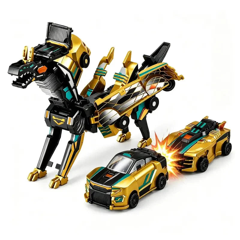2-in-1 Magnetic Transforming Dragon Car Toy – Racing Car Set