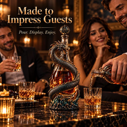 🐉 Golden Dragon Whiskey Bottle – Sculpted Dragon Design with Compass Stopper