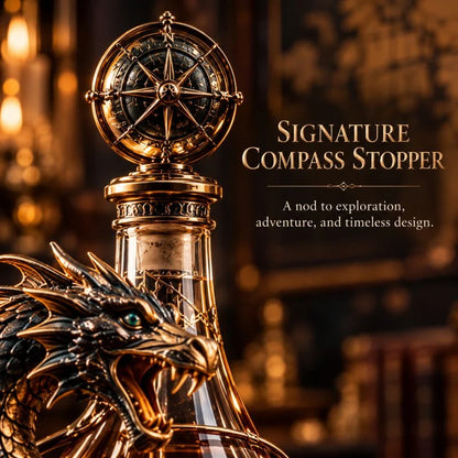 🐉 Golden Dragon Whiskey Bottle – Sculpted Dragon Design with Compass Stopper