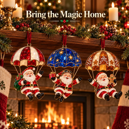 🎅Parachuting Santa Christmas Ornaments – 6 Whimsical Holiday Designs
