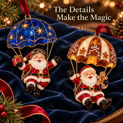 🎅Parachuting Santa Christmas Ornaments – 6 Whimsical Holiday Designs