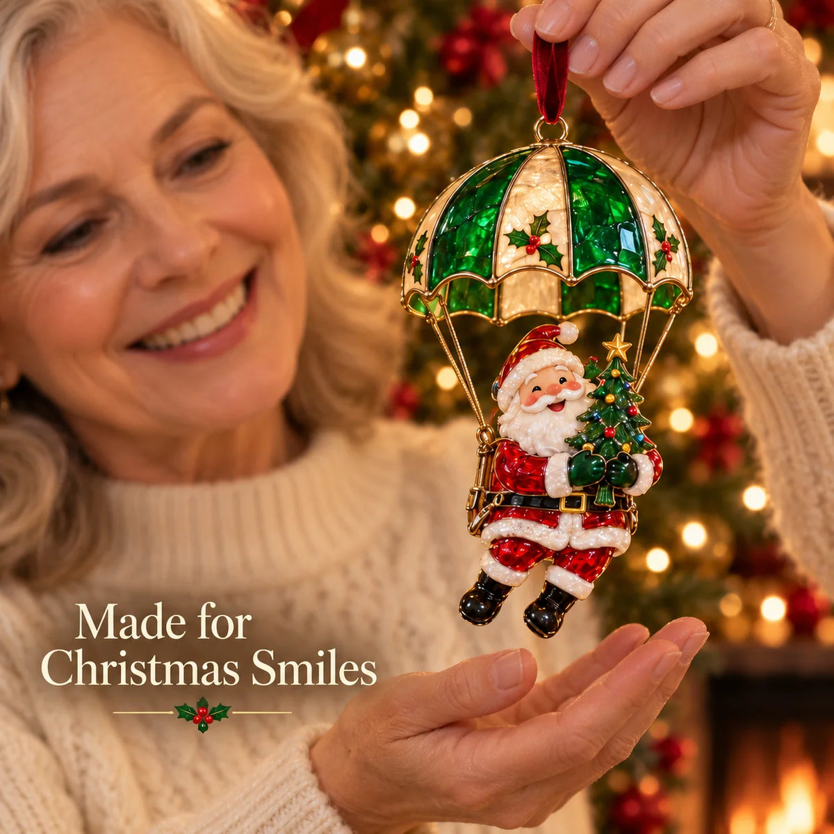 🎅Parachuting Santa Christmas Ornaments – 6 Whimsical Holiday Designs