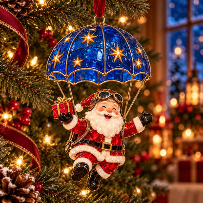 🎅Parachuting Santa Christmas Ornaments – 6 Whimsical Holiday Designs
