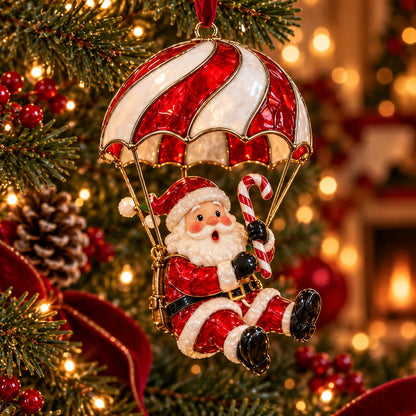 🎅Parachuting Santa Christmas Ornaments – 6 Whimsical Holiday Designs
