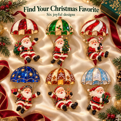 🎅Parachuting Santa Christmas Ornaments – 6 Whimsical Holiday Designs