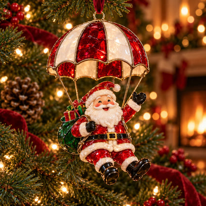 🎅Parachuting Santa Christmas Ornaments – 6 Whimsical Holiday Designs