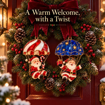 🎅Parachuting Santa Christmas Ornaments – 6 Whimsical Holiday Designs