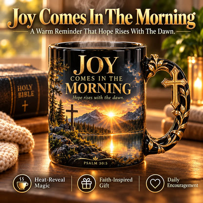 ☀️✝️Joy Comes in the Morning™ Heat-Reveal Ceramic Faith Mug🙏Inspirational Christian Coffee Cup