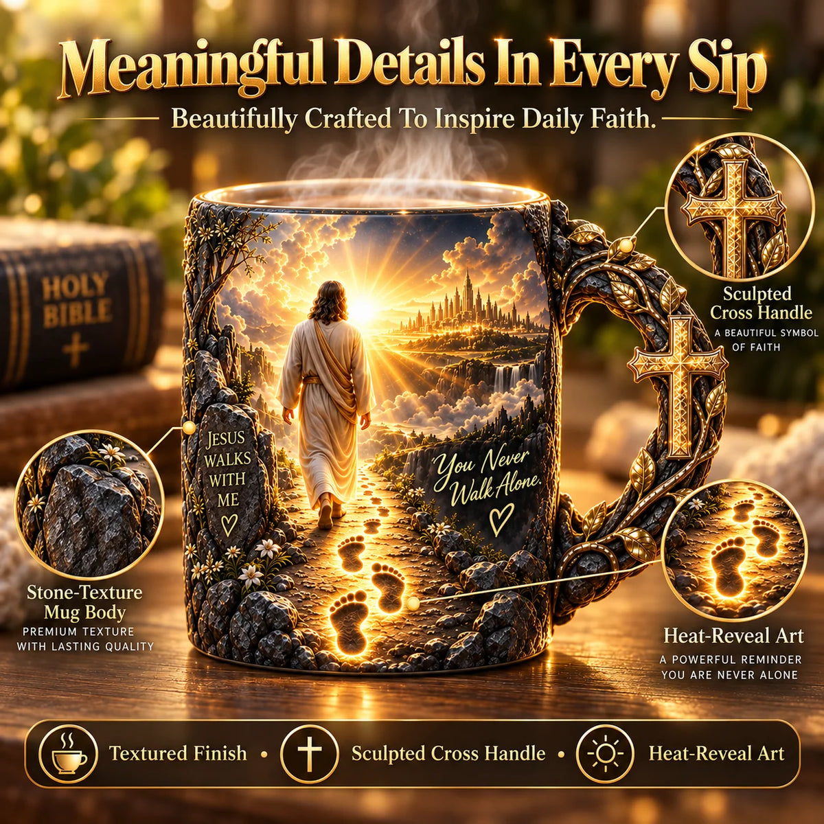 ☀️✝️Joy Comes in the Morning™ Heat-Reveal Ceramic Faith Mug🙏Inspirational Christian Coffee Cup