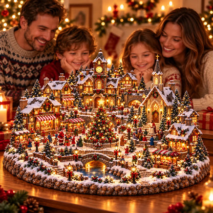 Christmas Village Lighting Night ✨🎄 – Lighted Holiday Scene with Jesus & Santa Claus ✝️🎅