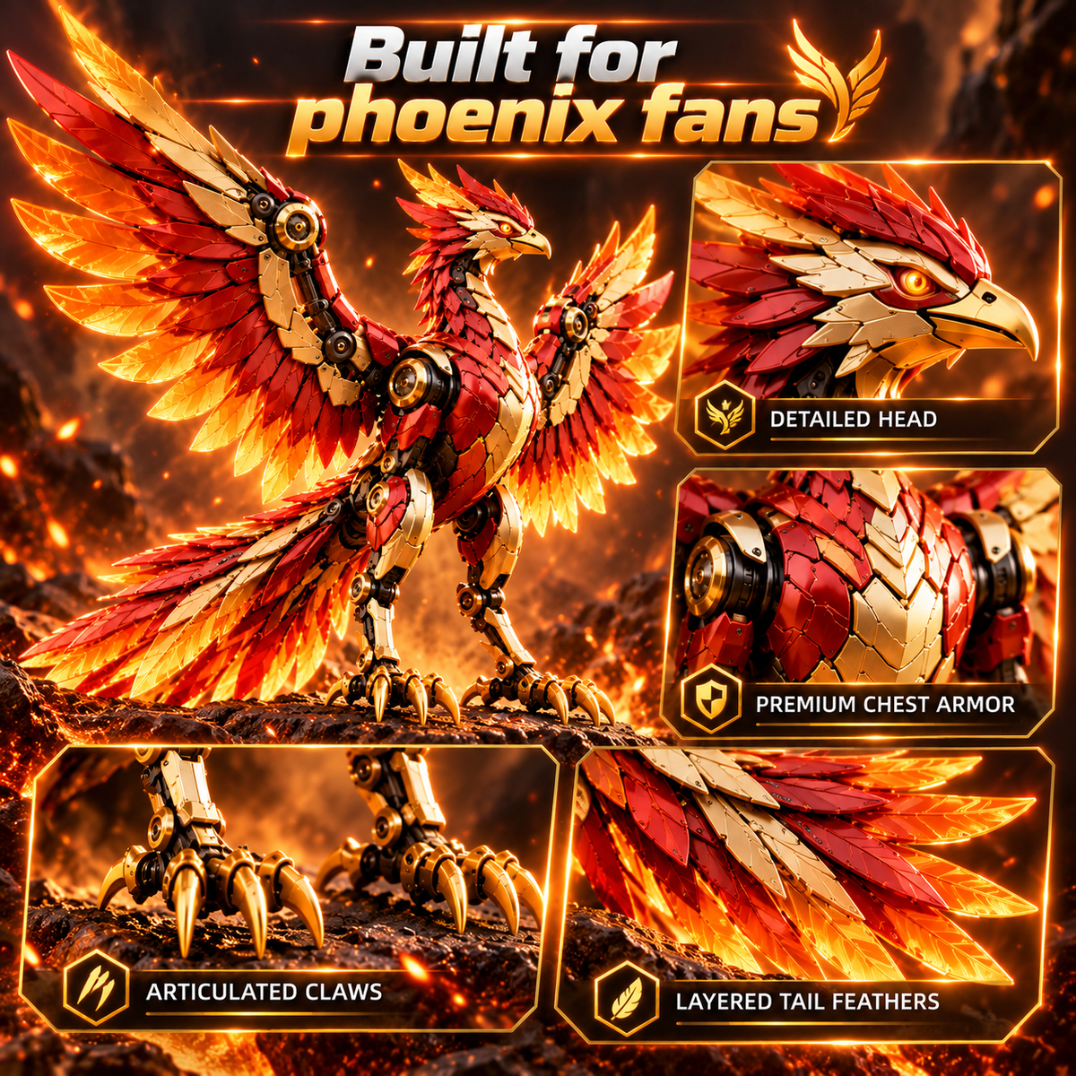 🐦‍🔥 2-in-1 Transforming Mechanical Phoenix Egg – Winged Fantasy Figure