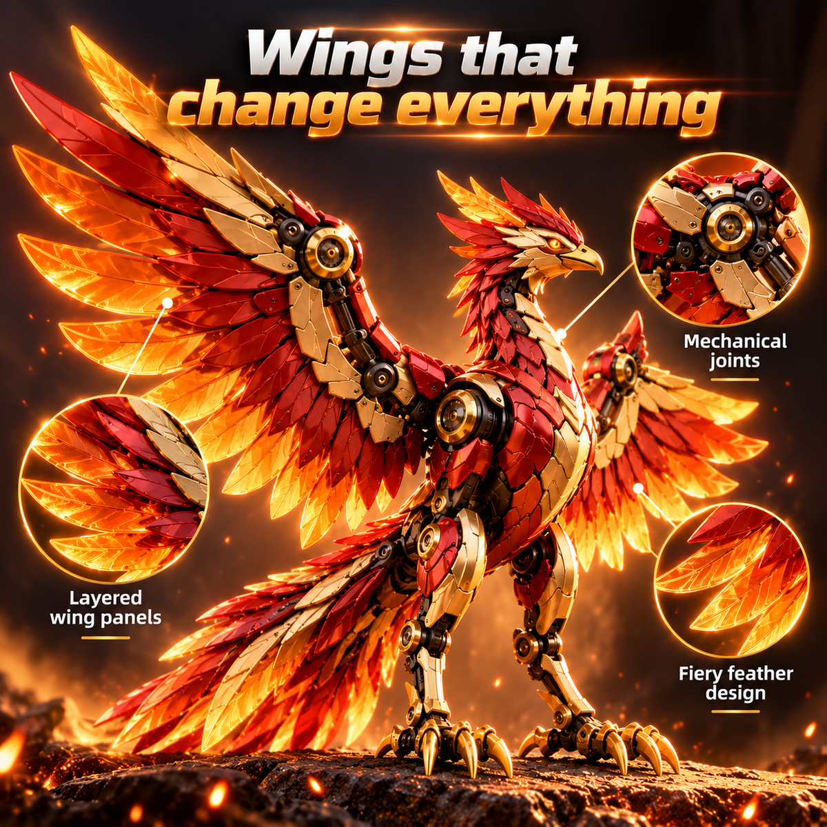 🐦‍🔥 2-in-1 Transforming Mechanical Phoenix Egg – Winged Fantasy Figure