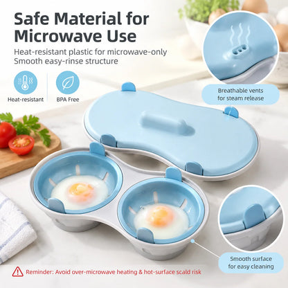 🥚Multi‑Function Microwave Egg Cooker Steamer Box With Lid