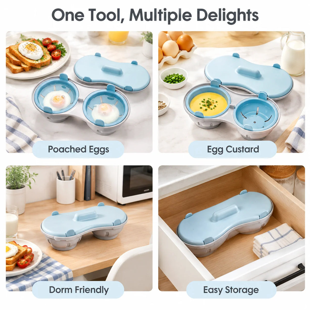 🥚Multi‑Function Microwave Egg Cooker Steamer Box With Lid