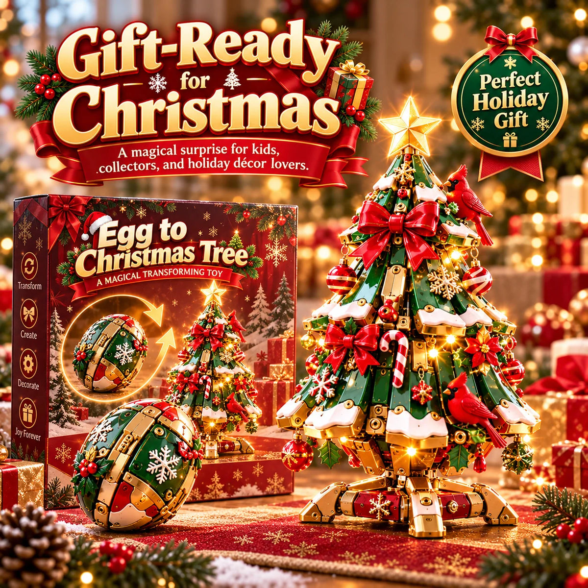🥚✨🎄 Egg-to-christmas Tree™ Magical Transforming Toy – Cardinal Christmas Tree Holiday Gift 🎁