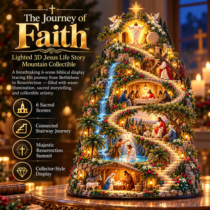 ✝️ The Journey of Faith – Lighted 3D Jesus Life Story Mountain with 6 Sacred Biblical Scenes