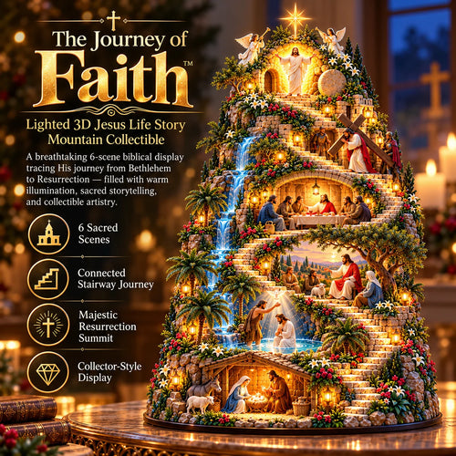 ✝️ The Journey of Faith – Lighted 3D Jesus Life Story Mountain with 6 Sacred Biblical Scenes