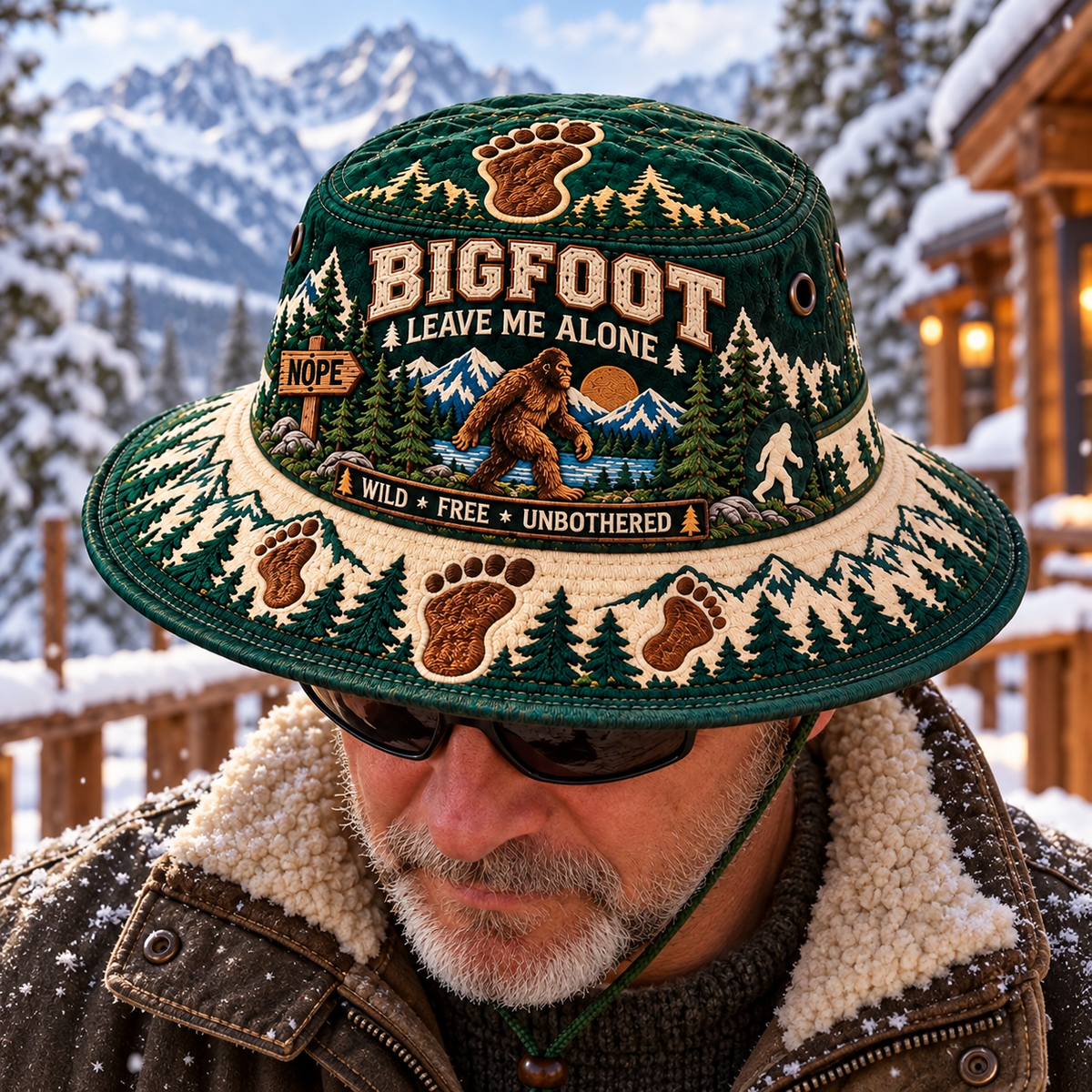 Bigfoot “Leave Me Alone” Embroidered Boonie Hat