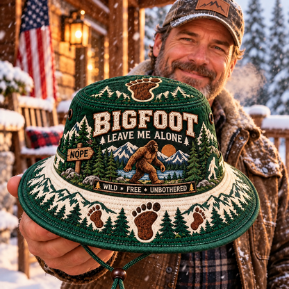 Bigfoot “Leave Me Alone” Embroidered Boonie Hat