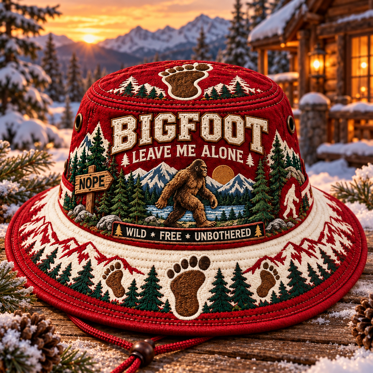 Bigfoot “Leave Me Alone” Embroidered Boonie Hat