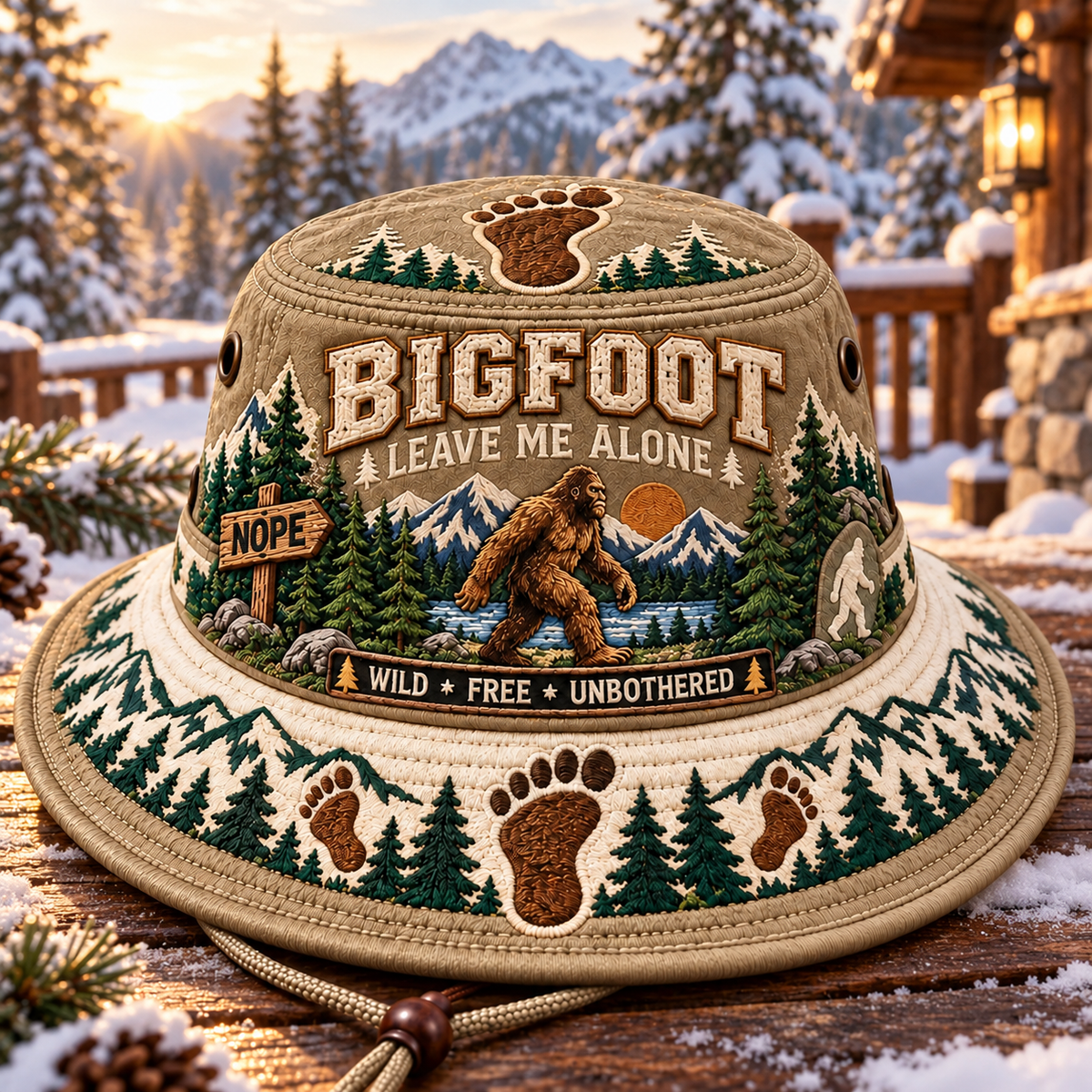 Bigfoot “Leave Me Alone” Embroidered Boonie Hat
