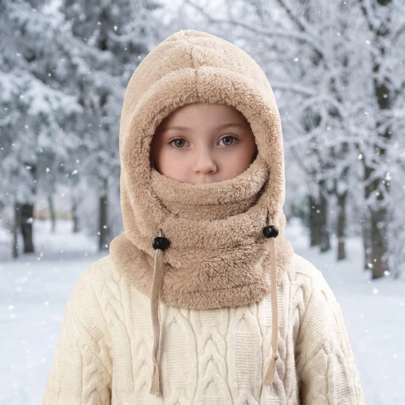 🔥 49% OFF – 3-in-1 Kids' Winter Hood – Soft Fleece Hat, Face Cover & Neck Warmer❄️🧣