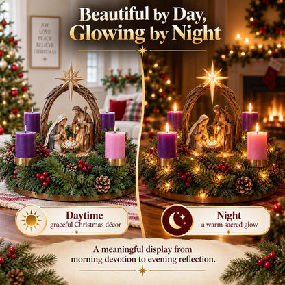 ✝️ Lighted Nativity Advent Wreath – 4-Week Christmas Candlelight Tradition 🕯️