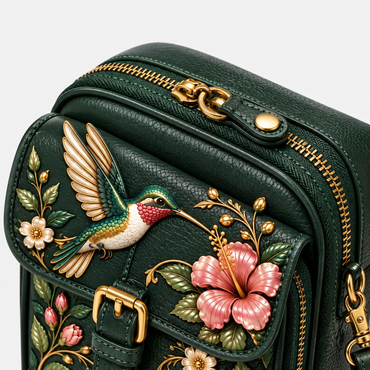 Personalized Hummingbird Crossbody Bag - Custom Name Floral RFID Shoulder Bag 🎁✨