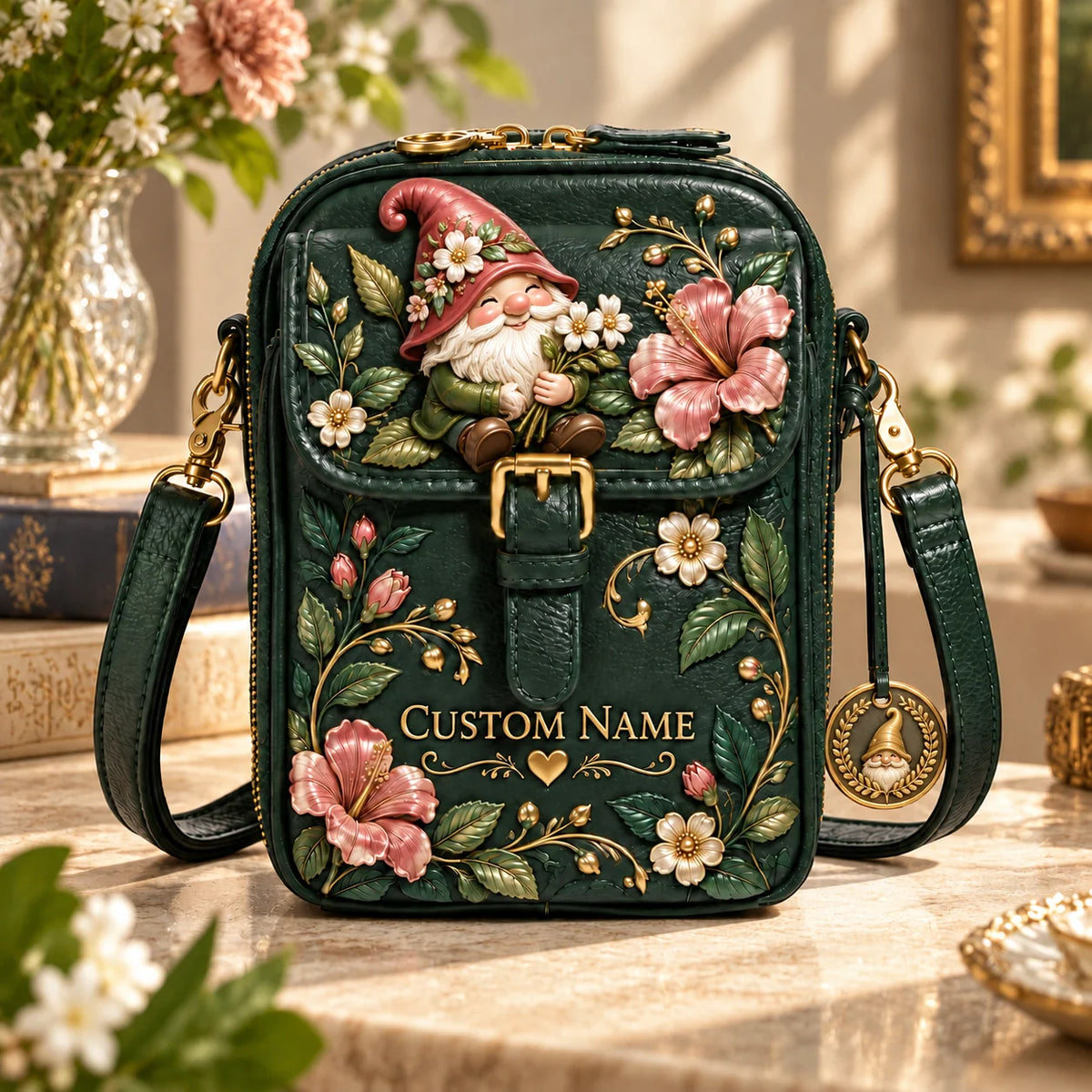 Personalized Hummingbird Crossbody Bag - Custom Name Floral RFID Shoulder Bag 🎁✨