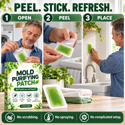 🧪49% OFF NOW! 6Pcs Mold Purifying Patches – Botanical Mildew Removal Pads, Long Lasting Mold Inhibitor for Bathroom, Kitchen, Wall Corners & Damp Hidden Spots