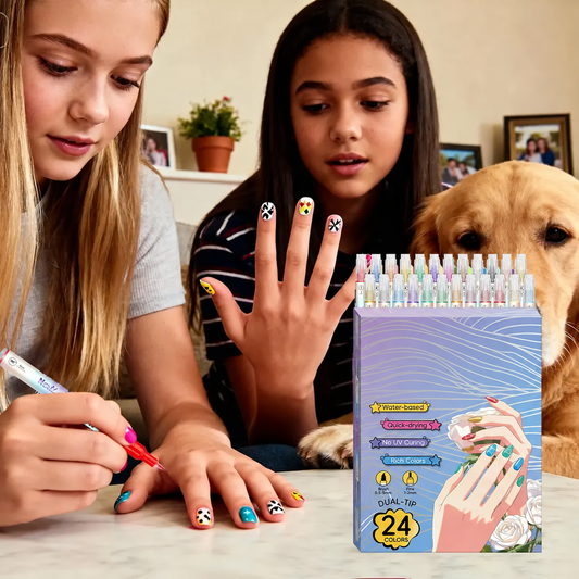 🔥Last Day 49% OFF🎨12/24 Colors Dual-Tip Nail Markers For Nail Art