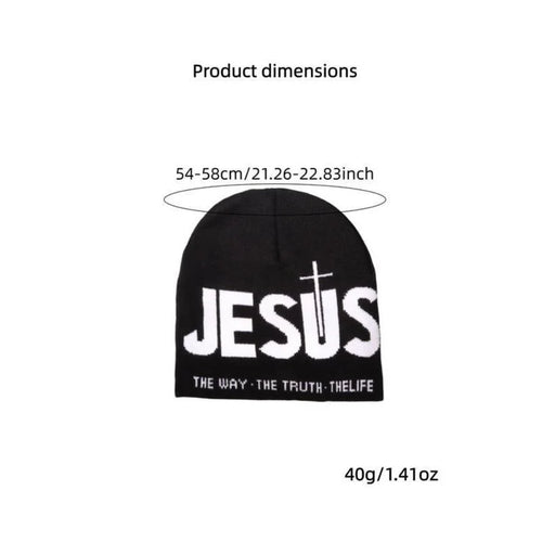 Unisex Y2K Heart & Cross Jacquard Knit Beanie Cap for Cold Weather