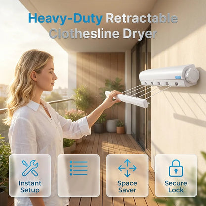 🔥Retractable Multi‑Line Clothesline Dryer｜Wall‑Mounted Space‑Saving Drying Line for Indoor & Outdoor Use